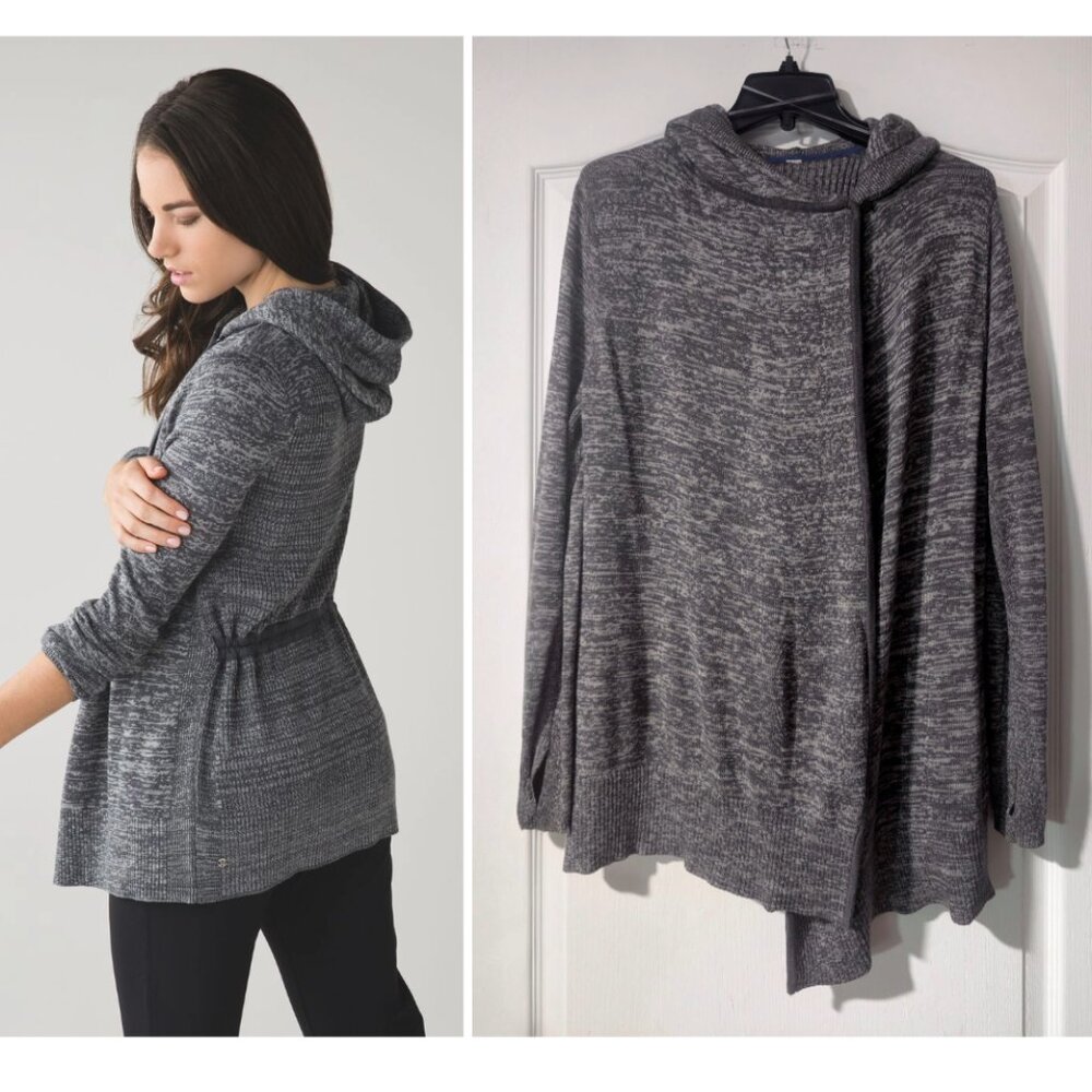 lululemon athletica Heathered Gray Hooded Knit Cardigan